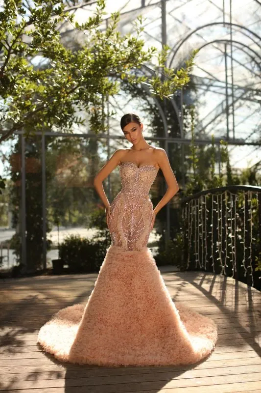Ariya Beautiful Off-Shoulder Pink Evening Dress