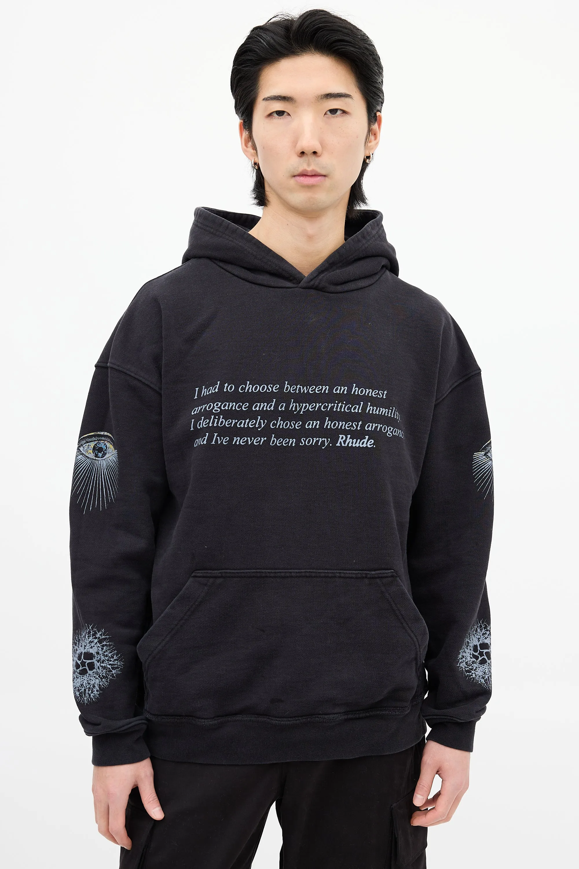 Black & Grey Honest Eye Graphic Hoodie
