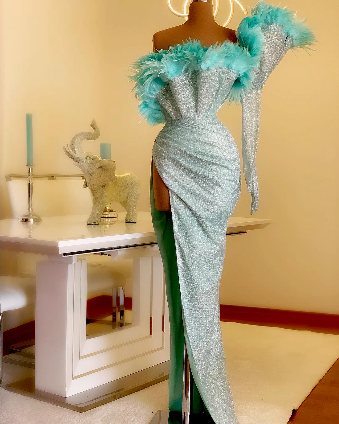 Catalina Elegant Sky Blue Evening Dress