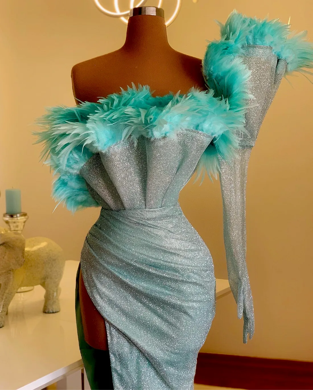 Catalina Elegant Sky Blue Evening Dress