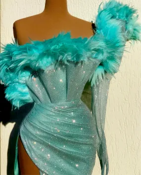 Catalina Elegant Sky Blue Evening Dress