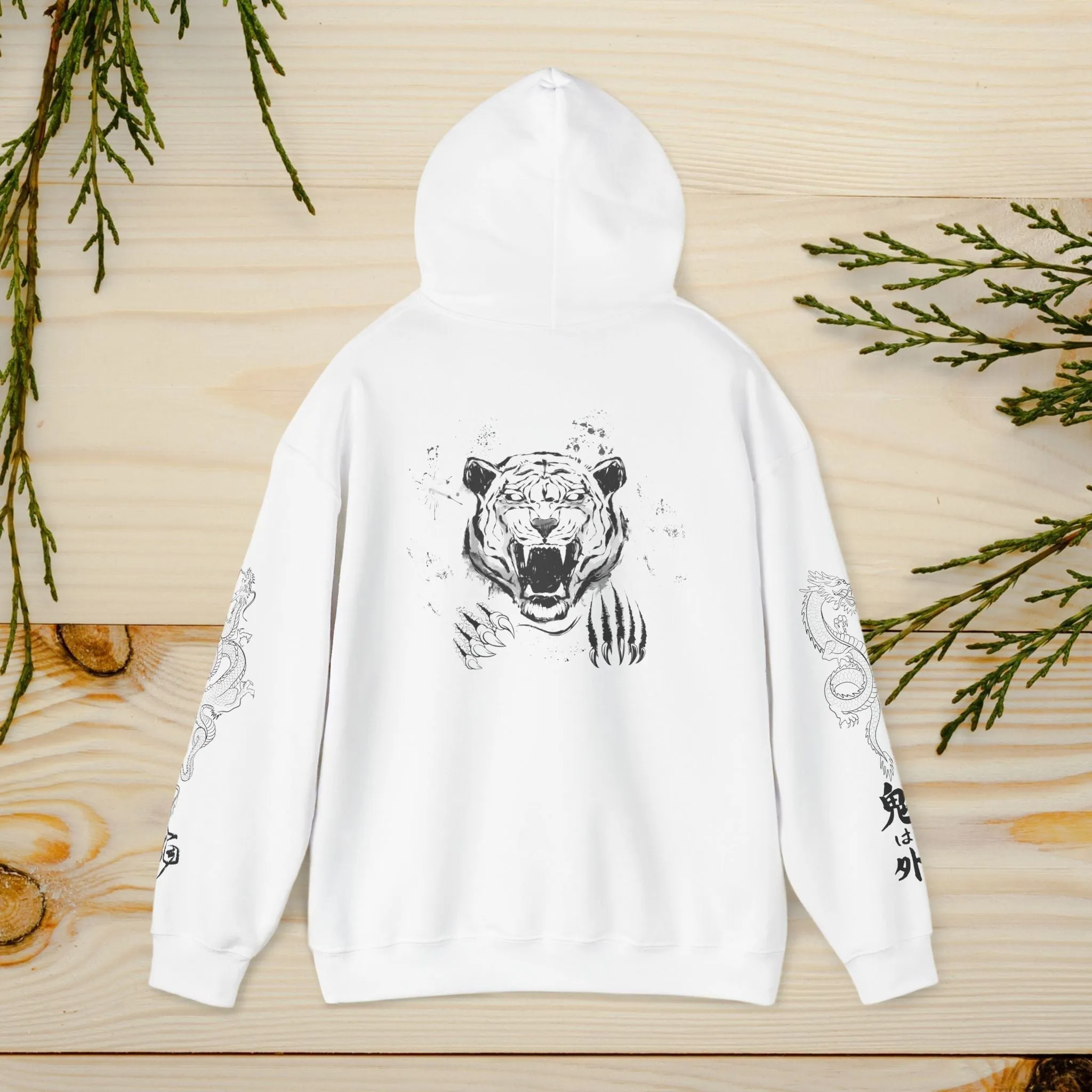 Dragon and Tiger Graphic Hoodie | Unisex Heavy Blend Sweatshirt for Bold Style
