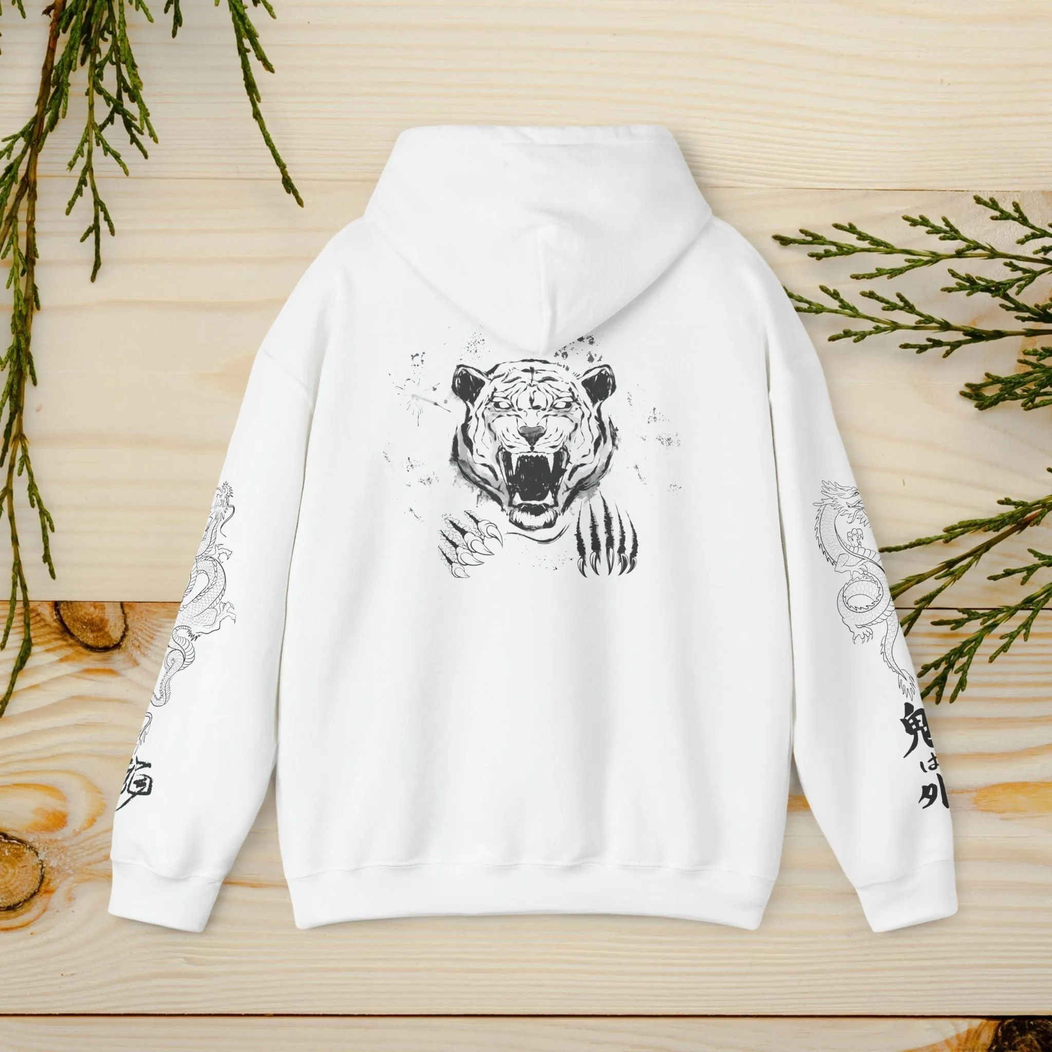 Dragon and Tiger Graphic Hoodie | Unisex Heavy Blend Sweatshirt for Bold Style