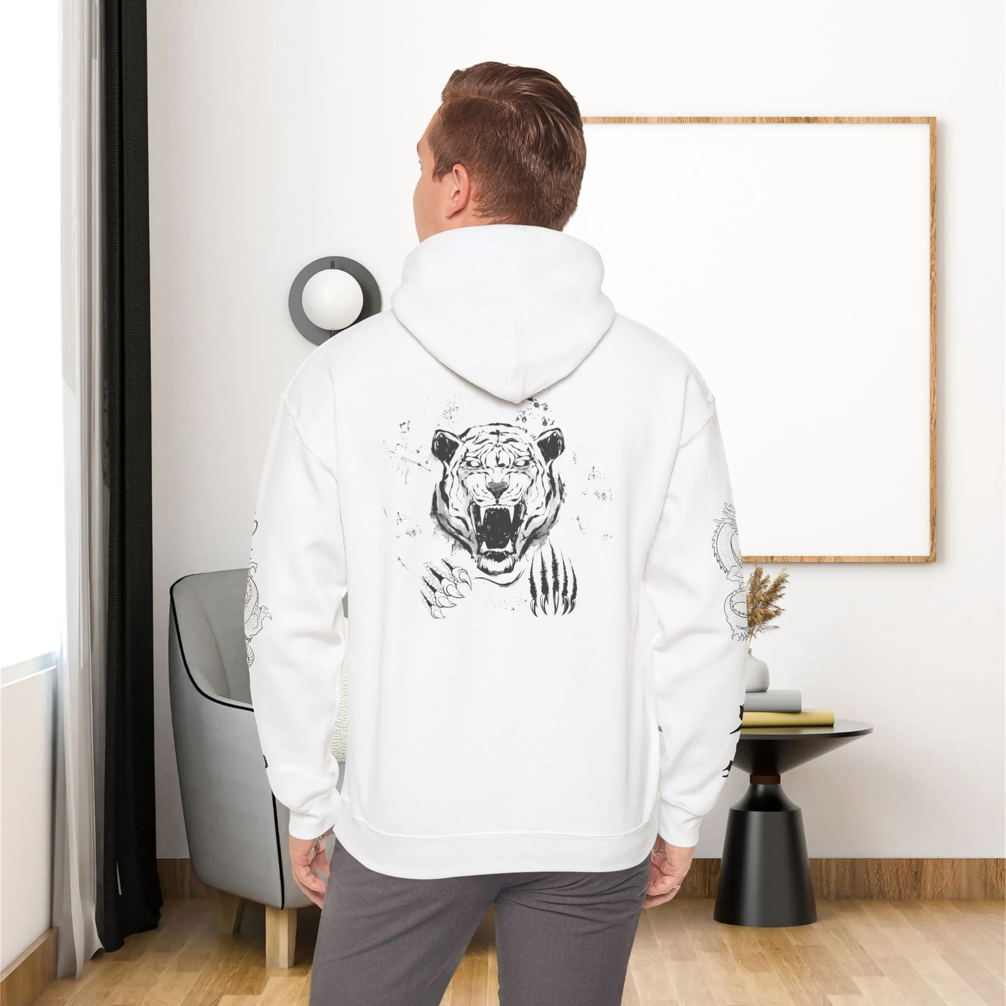 Dragon and Tiger Graphic Hoodie | Unisex Heavy Blend Sweatshirt for Bold Style