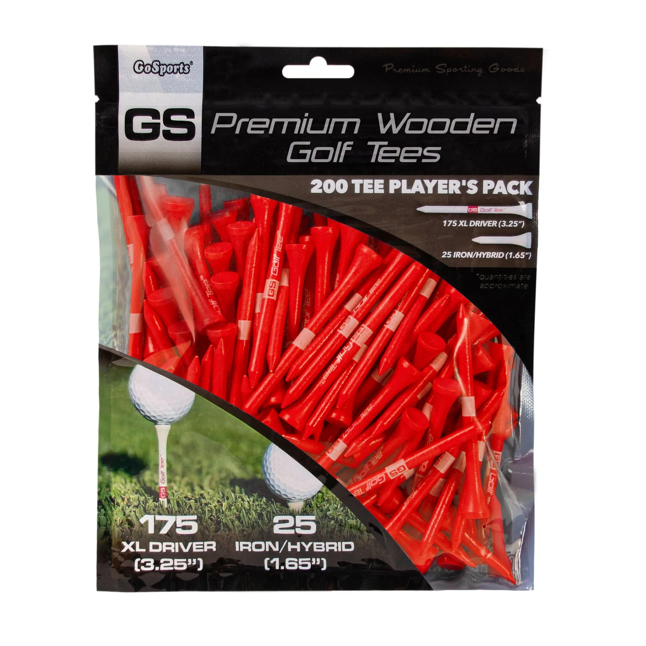 GoSports 3.25" XL Premium Wooden Golf Tees - Orange