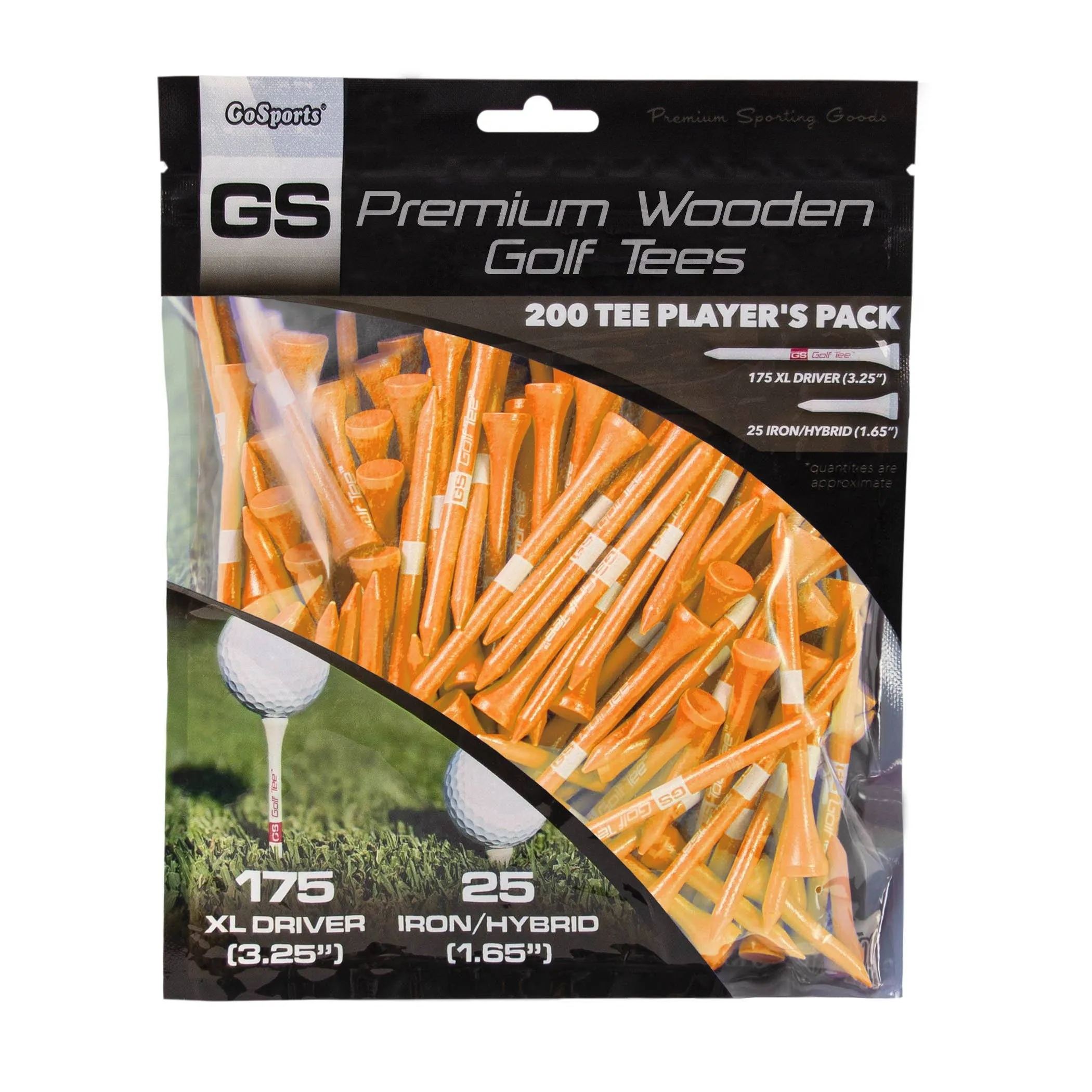 GoSports 3.25" XL Premium Wooden Golf Tees - Orange