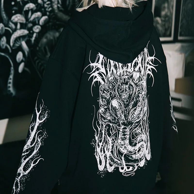 Hardcore Aesthetic Hoodie Many Headed Snake