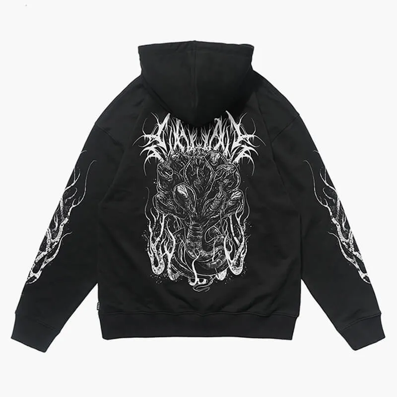Hardcore Aesthetic Hoodie Many Headed Snake
