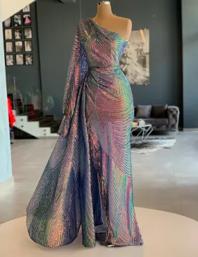 Hypnotizing One-Shoulder Evening Dress