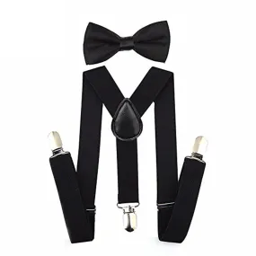 Kids Adjustable Suspender Bowtie Sets With Bow Ties For Boys And Girls