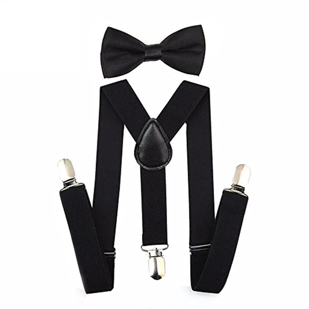 Kids Adjustable Suspender Bowtie Sets With Bow Ties For Boys And Girls