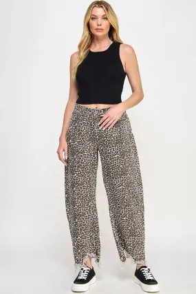 LEOPARD BARREL JEANS