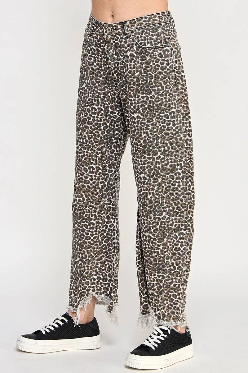 LEOPARD BARREL JEANS