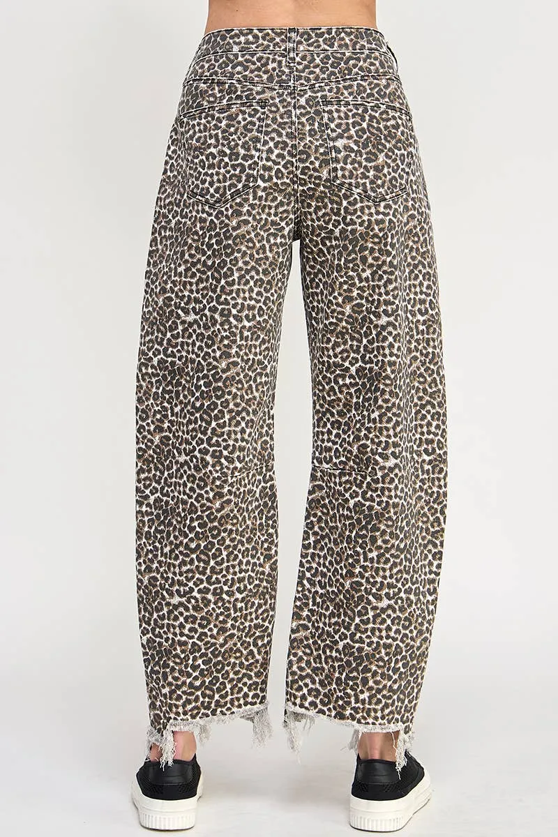 LEOPARD BARREL JEANS