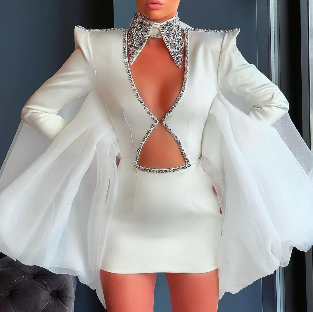 Maeve Beautiful White Short Evening Dress