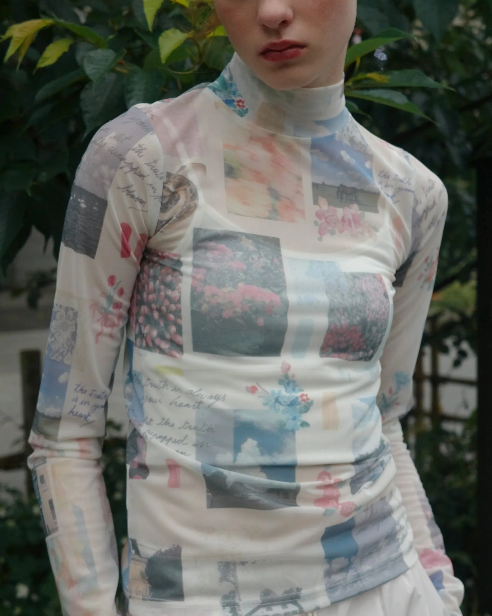 MEMORY COLLAGE SEE-THROUGH TOPS