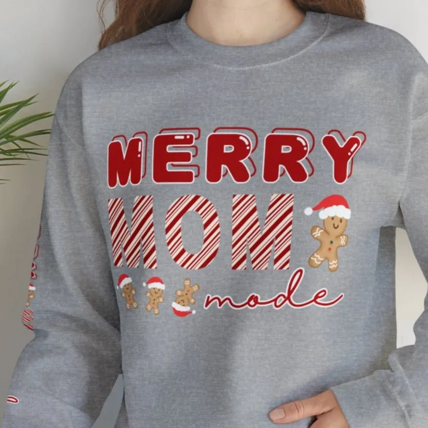Merry Mom Mode Gingerbread Women's Sweatshirt: Festive Arm Detail & Holiday Cheer
