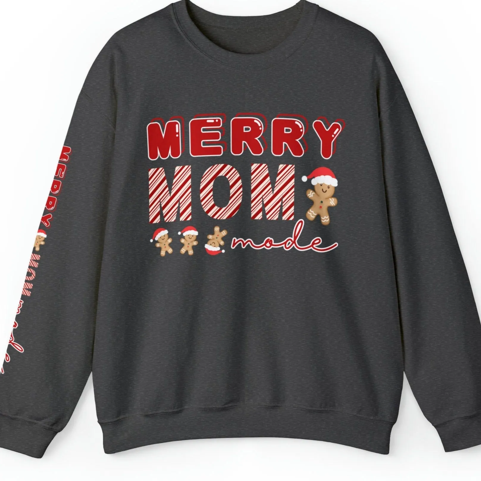 Merry Mom Mode Gingerbread Women's Sweatshirt: Festive Arm Detail & Holiday Cheer