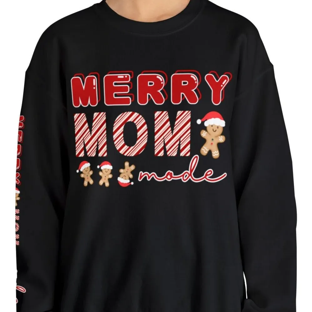 Merry Mom Mode Gingerbread Women's Sweatshirt: Festive Arm Detail & Holiday Cheer