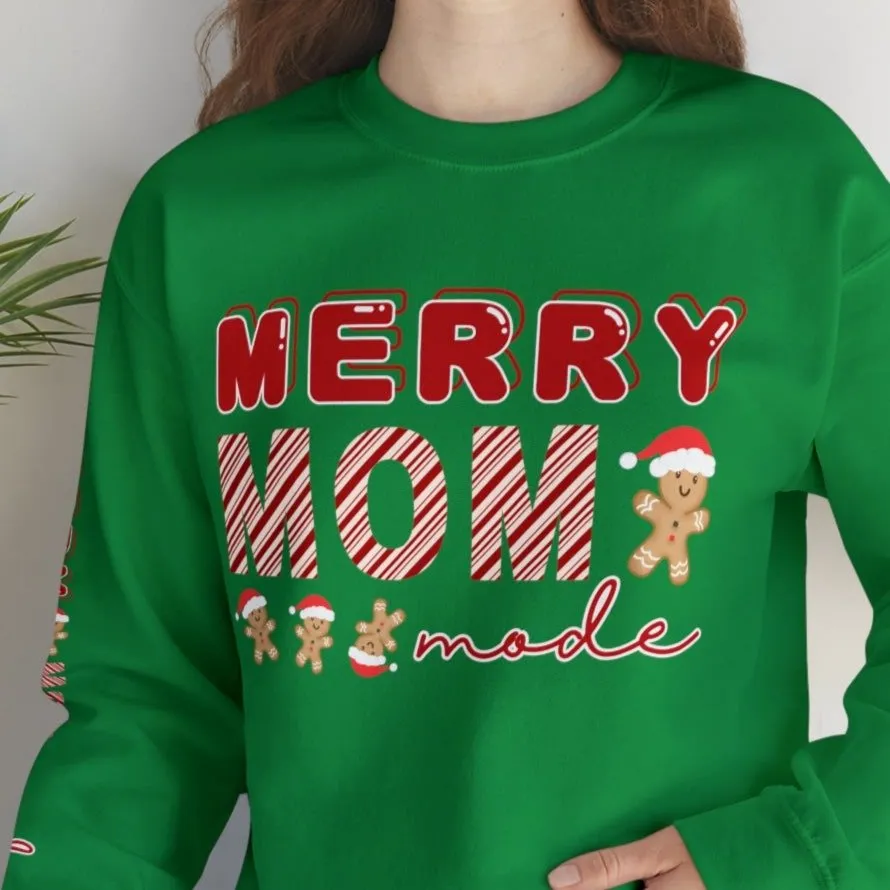 Merry Mom Mode Gingerbread Women's Sweatshirt: Festive Arm Detail & Holiday Cheer