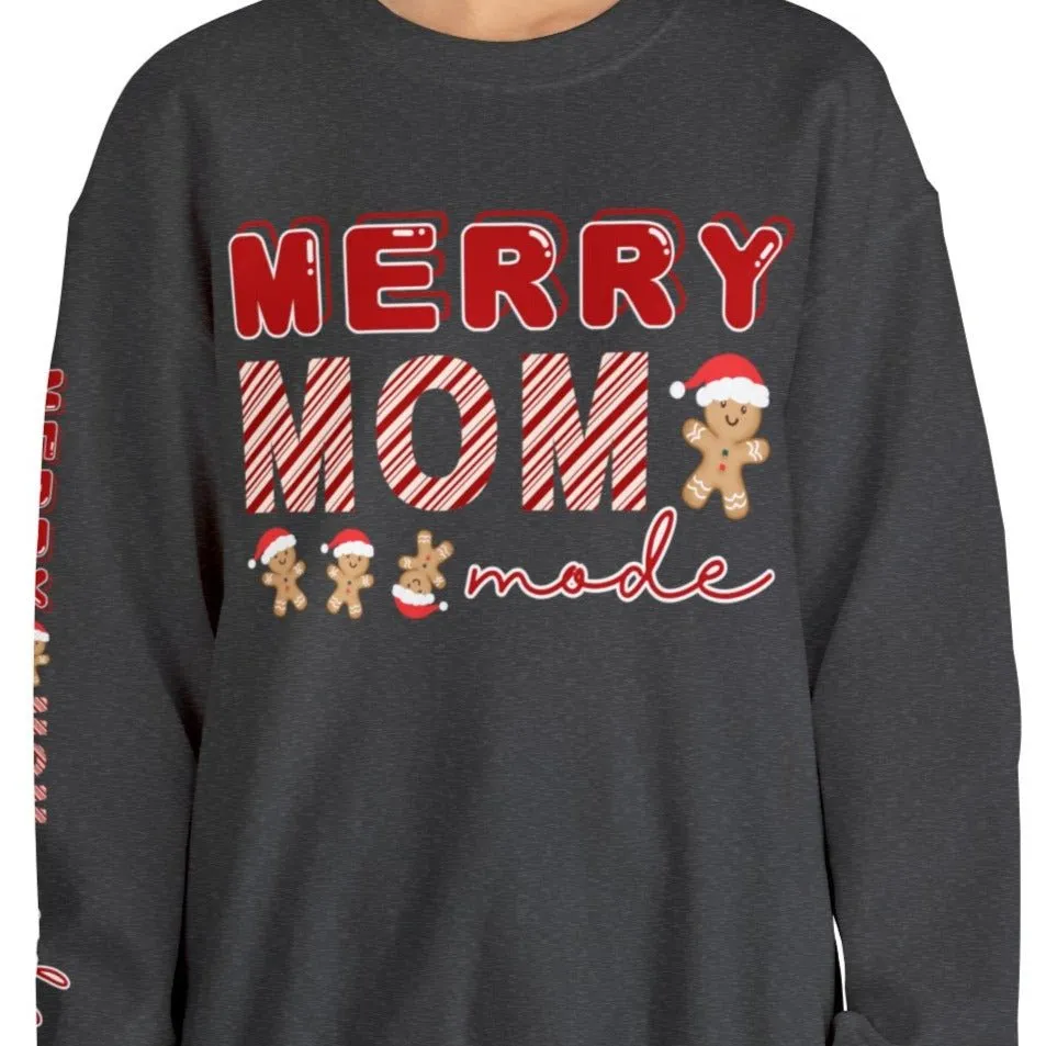 Merry Mom Mode Gingerbread Women's Sweatshirt: Festive Arm Detail & Holiday Cheer
