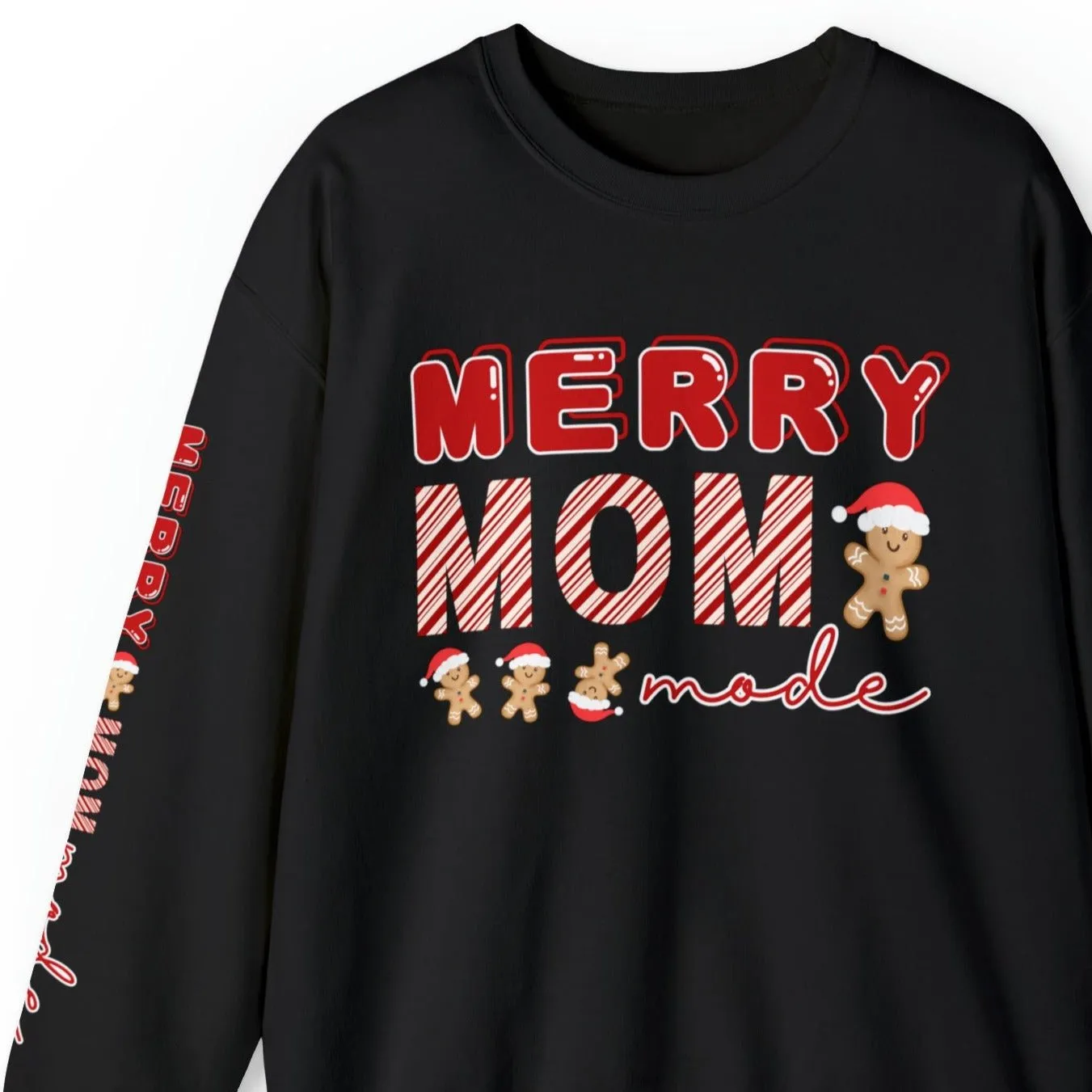 Merry Mom Mode Gingerbread Women's Sweatshirt: Festive Arm Detail & Holiday Cheer