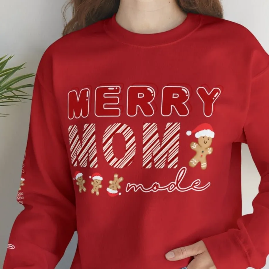Merry Mom Mode Gingerbread Women's Sweatshirt: Festive Arm Detail & Holiday Cheer