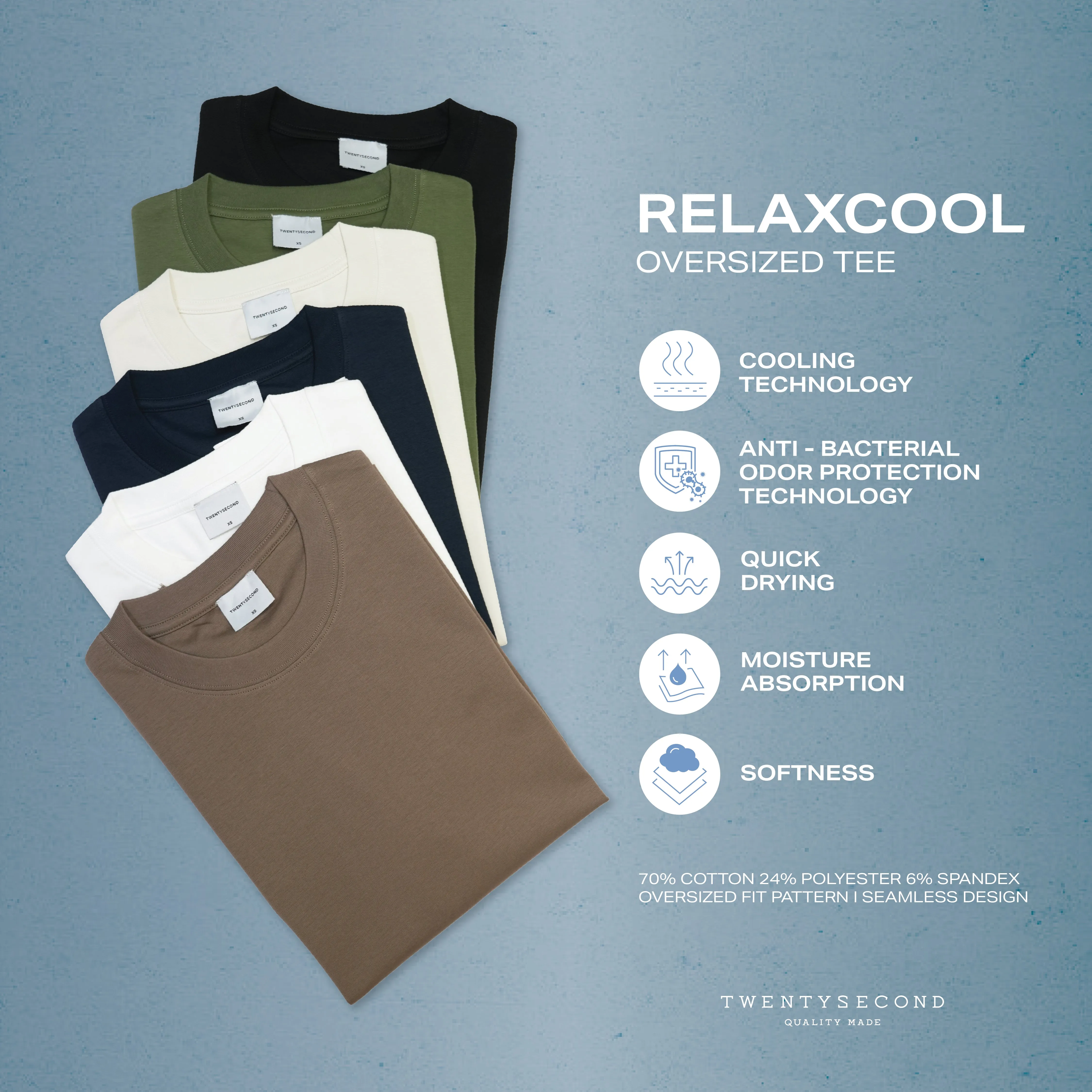 RELAXCOOL SEAMLESS OVERSIZED TEE - OLIVE