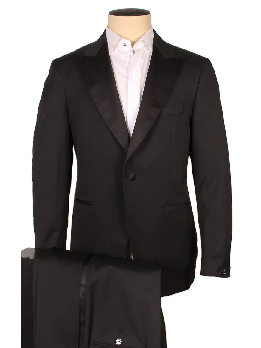Scabal Black Satin Trim Super 100s Tuxedo