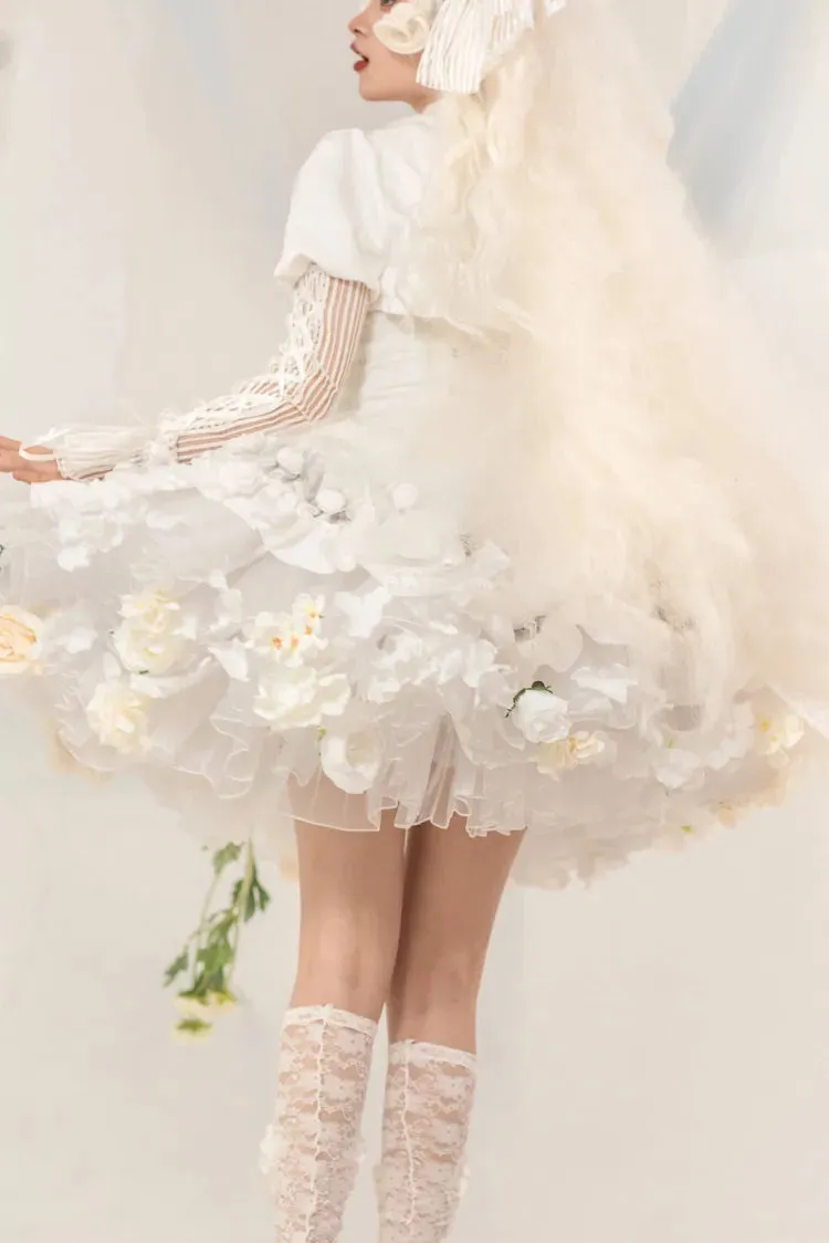 Spring Harvest Length Floral 35cm/45cm WhiteWhite- Petticoat
