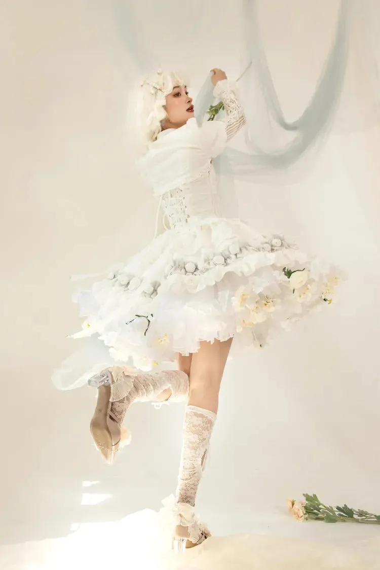 Spring Harvest Length Floral 35cm/45cm WhiteWhite- Petticoat