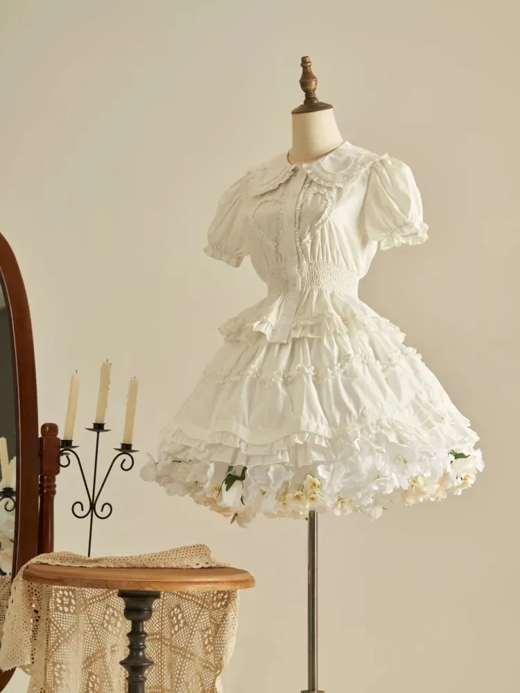Spring Harvest Length Floral 35cm/45cm WhiteWhite- Petticoat