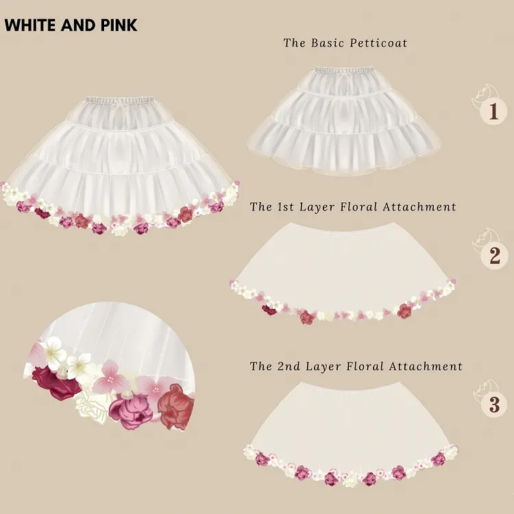 Spring Harvest Length Floral 35cm/45cm WhiteWhite- Petticoat