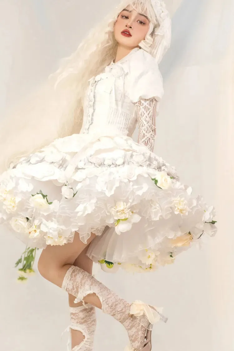 Spring Harvest Length Floral 35cm/45cm WhiteWhite- Petticoat