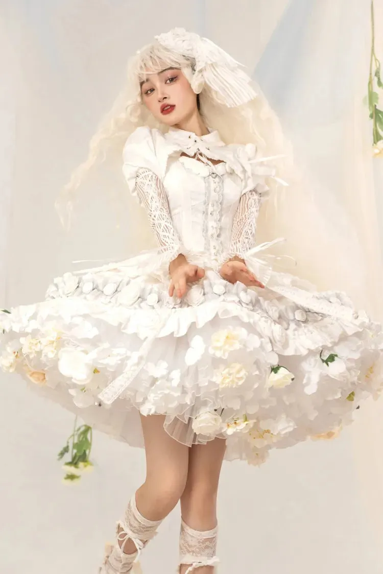Spring Harvest Length Floral 35cm/45cm WhiteWhite- Petticoat