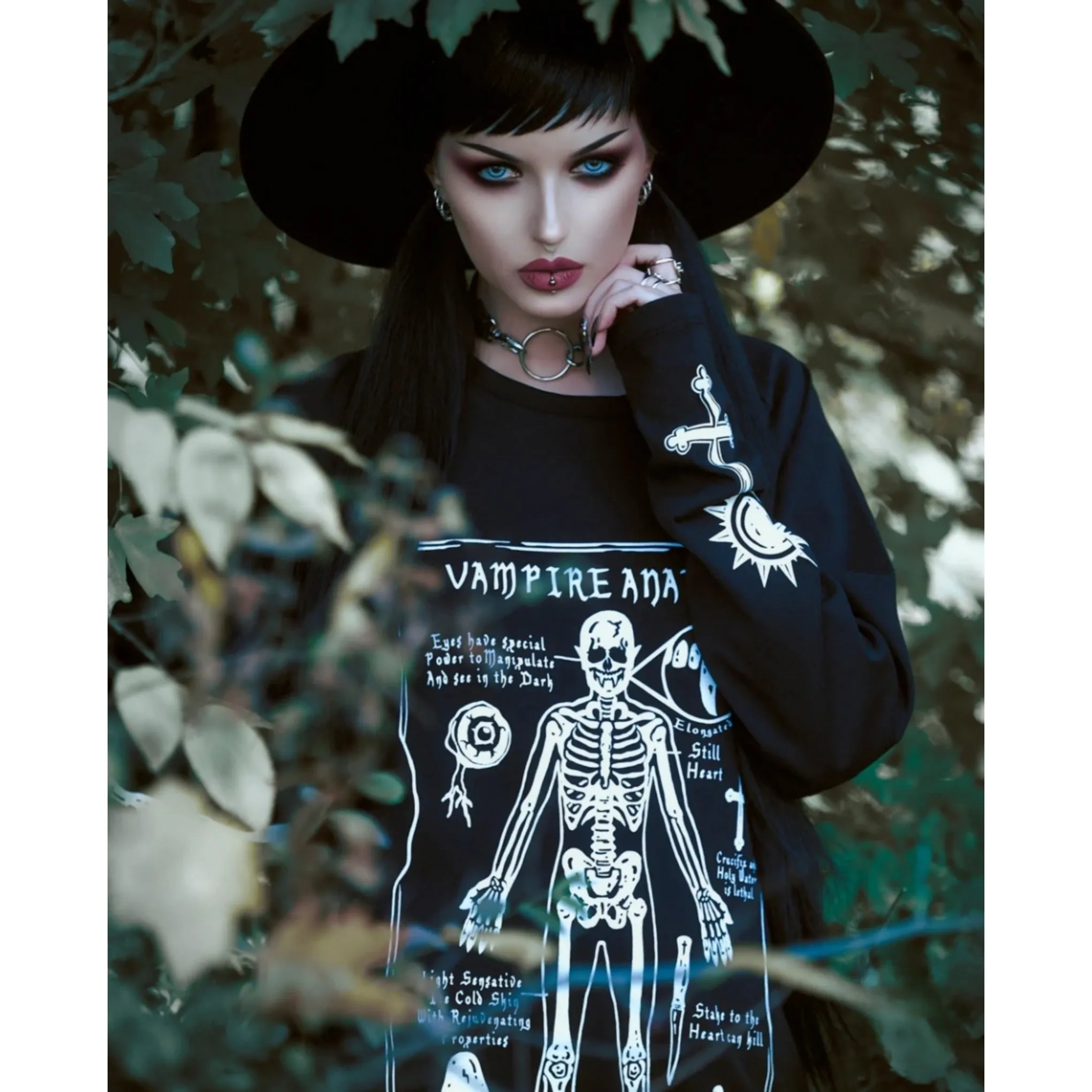 Vampire Anatomy Long Sleeve Tee | Black Oversized 100% Cotton