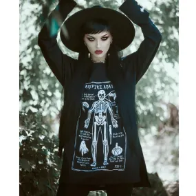Vampire Anatomy Long Sleeve Tee | Black Oversized 100% Cotton