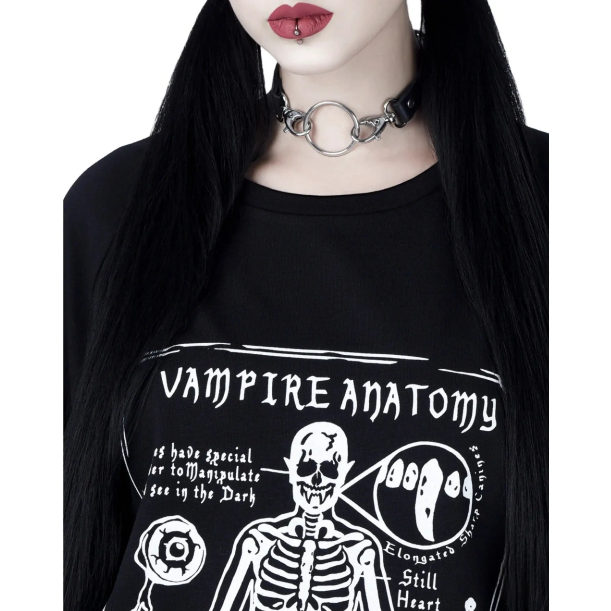 Vampire Anatomy Long Sleeve Tee | Black Oversized 100% Cotton