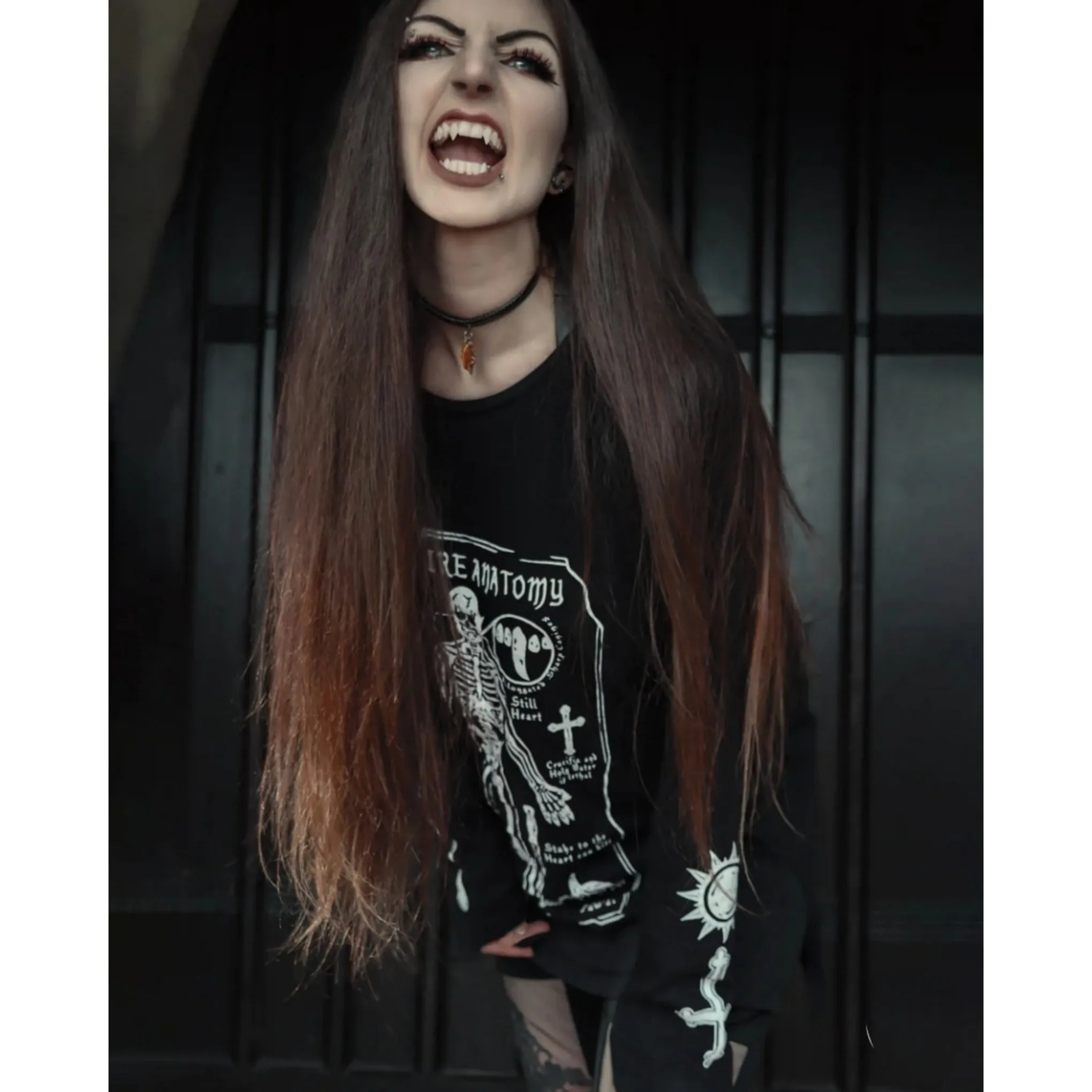 Vampire Anatomy Long Sleeve Tee | Black Oversized 100% Cotton