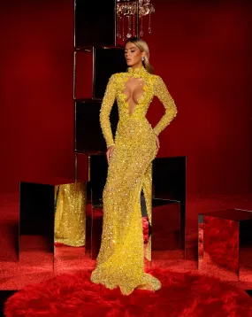 Yellow Shining Evening Dress